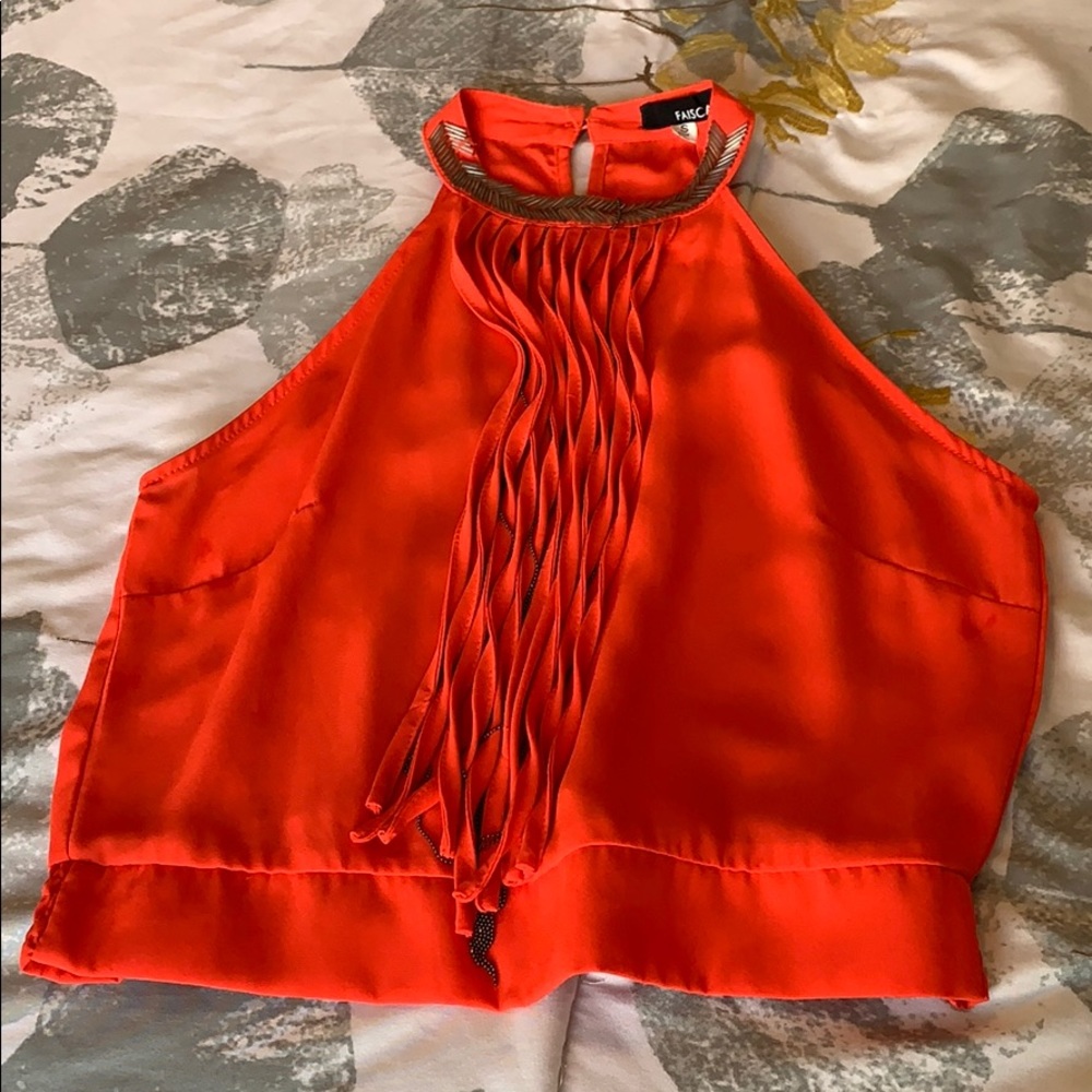 Orange coral halter top